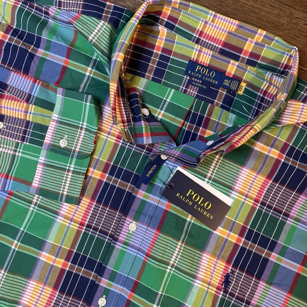 Polo Ralph Lauren Plaid Oxford Men’s 4XLT Long Sleeve Button Down Shirt NWT $110